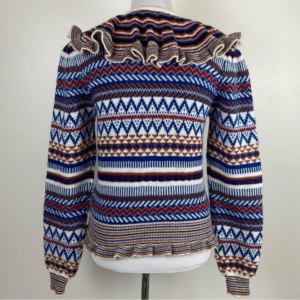 Vintage 70's Patterned Collared Sweater - Picture 2 of 9